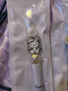 Hello Kitty White Unicorn Charm Lip Gloss Pen with Holographic Bead